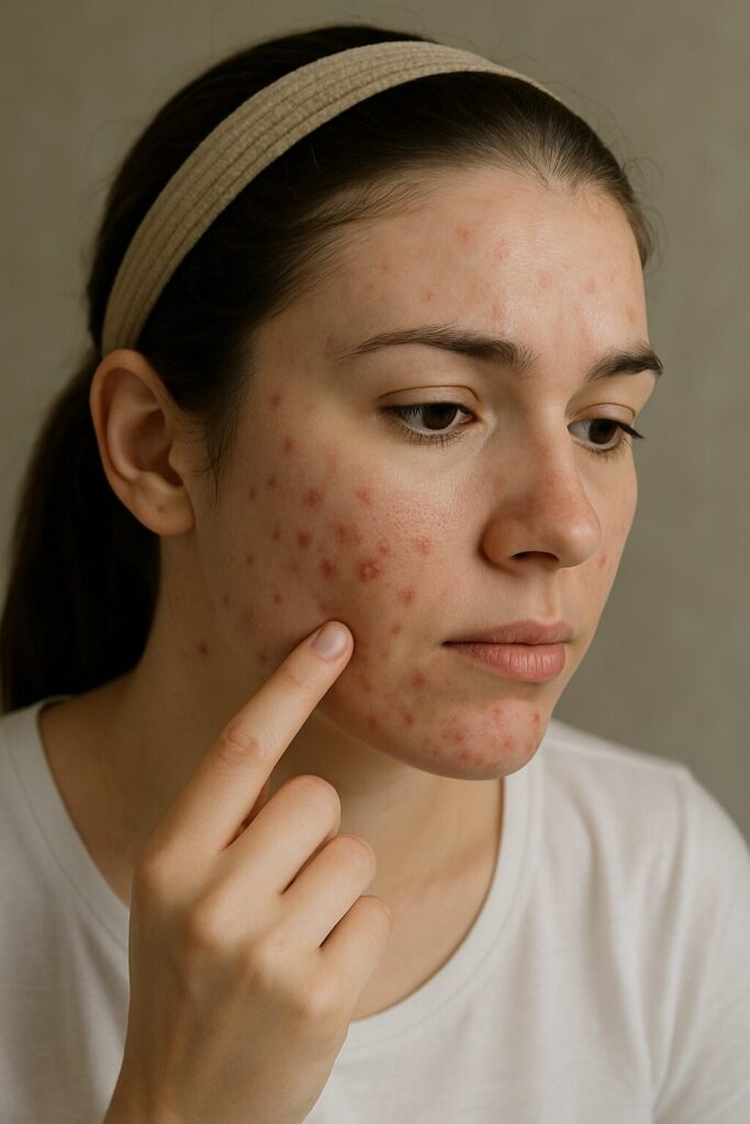 Woman with acne